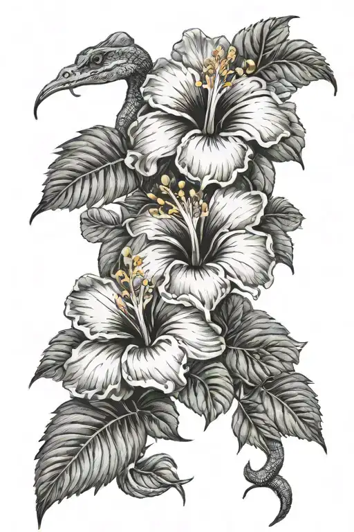 Hibiscus And Snake Intertwined