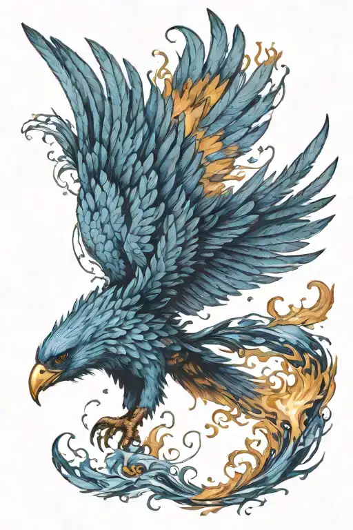 Blue Phoenix Rising Phoenix Wings Spread