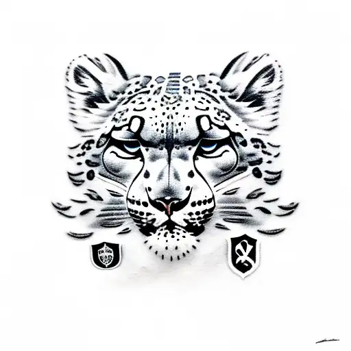 Traditional-style Snow Leopard With Spartan Helmet And Shield