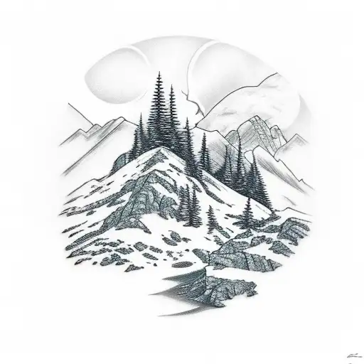 Mountain Landscape With A Hidden Cross