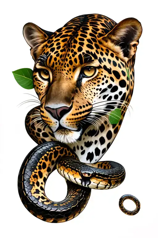 Leopard And Snake In The Forest