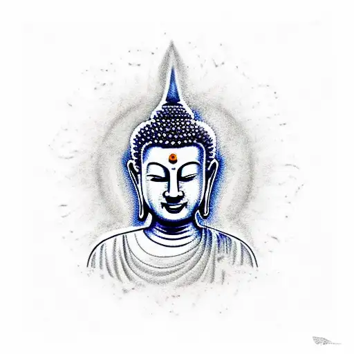 A Reggae-inspired Tattoo Featuring A Serene Buddha Surrounded By Vibrant Flowers