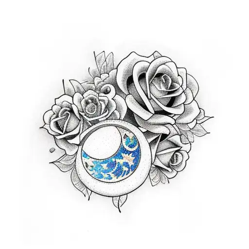 Butterflies Around Roses With The Sun And Moon