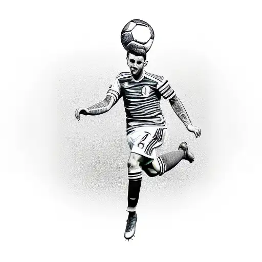 A Realistic Portrait Of The Client Playing Soccer In Their Favorite Team's Jersey