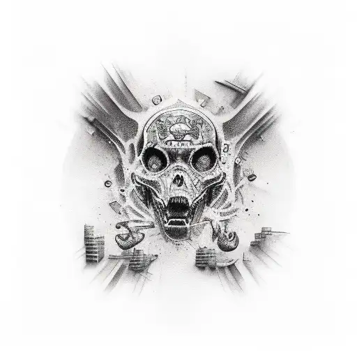 Sketch Of A Sleeve In Realism Style With Graffiti Elements