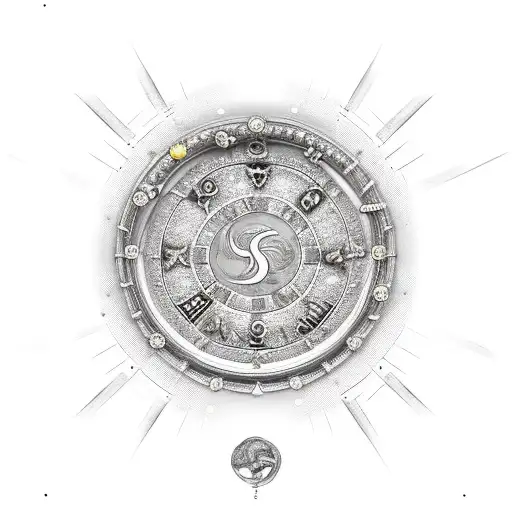 Circle Of Stars With Roman Numeral 3 In Center And Snake Wrapped Around The Roman Numeral