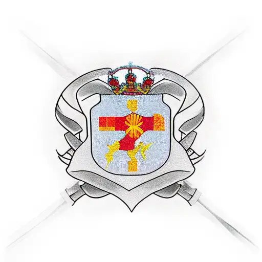 Arm Sleeve Ortodox Cross And Praying Hands With Macedonian Flag Background