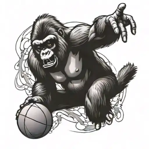 Gorilla Playing Basketball