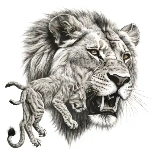 Lion Eating Its Prey