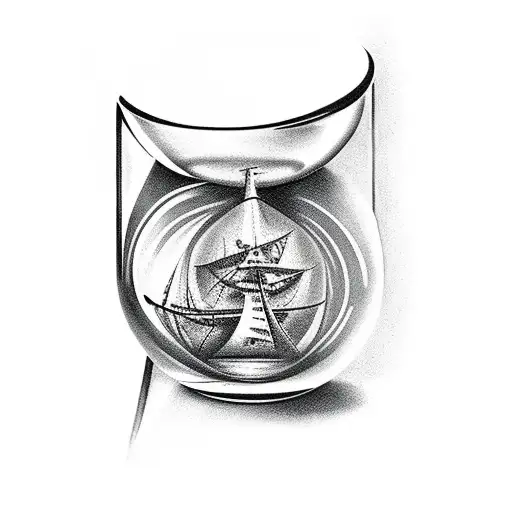 Hourglass With Ship In Top