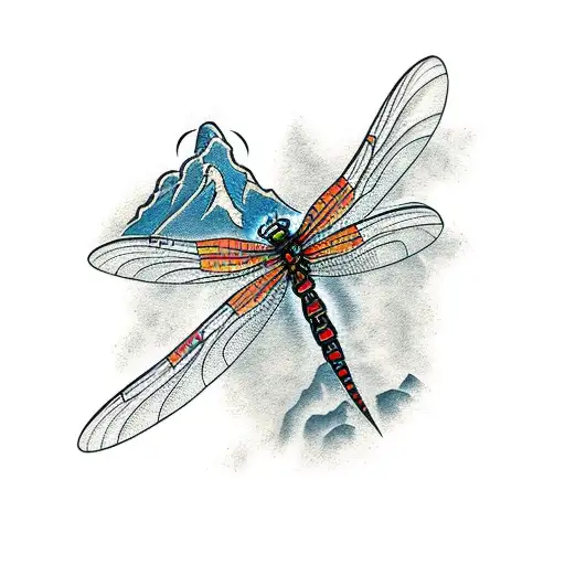 Full Arm Mountain Scene River Bear Firepit Dragonfly
