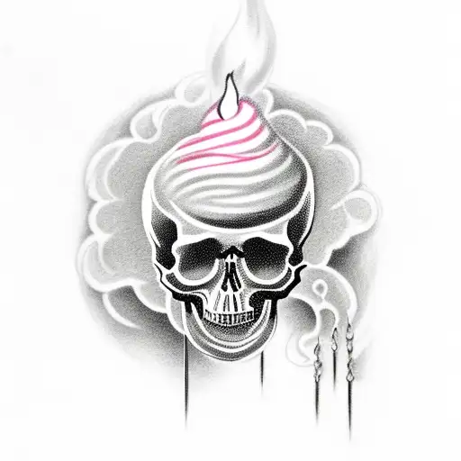 Skull With Smoke And Candle