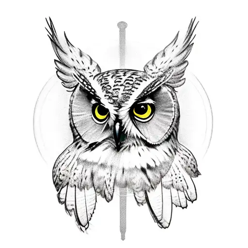 Owl Sitting With Wings Spread Upwards