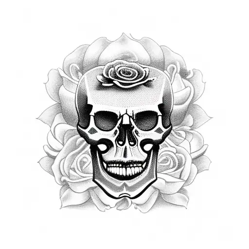 Skull With Guns And Roses