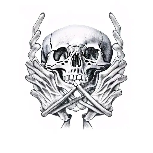 Skeleton Hands Breaking Apart A Skull