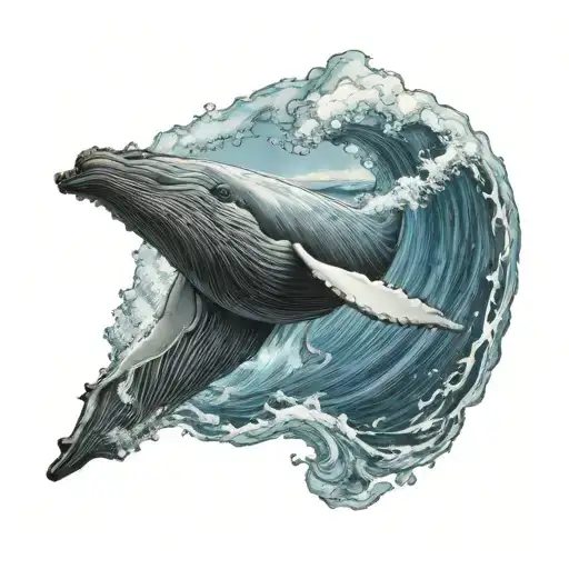 Hump Back Whale Breaching Ocean Surface