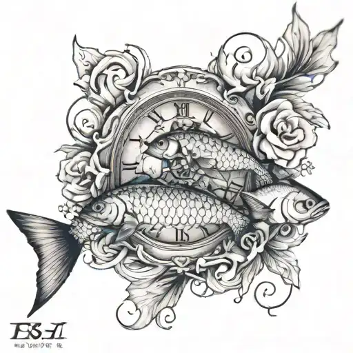 Koji Fish And Birth Clock Surrounded