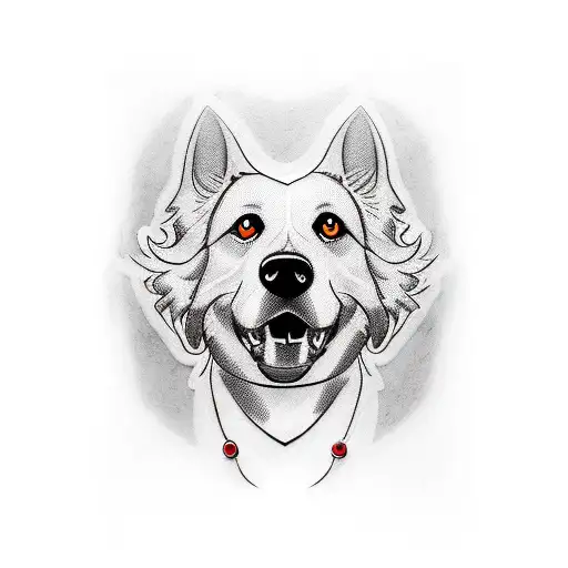 Dog Tatto With Black And Red Color