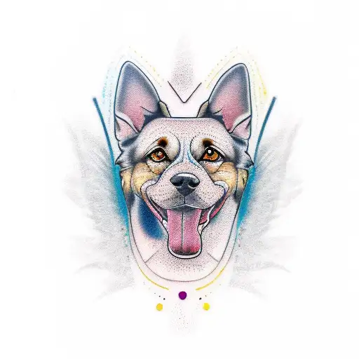 Dog Tattoo With Mix Colors