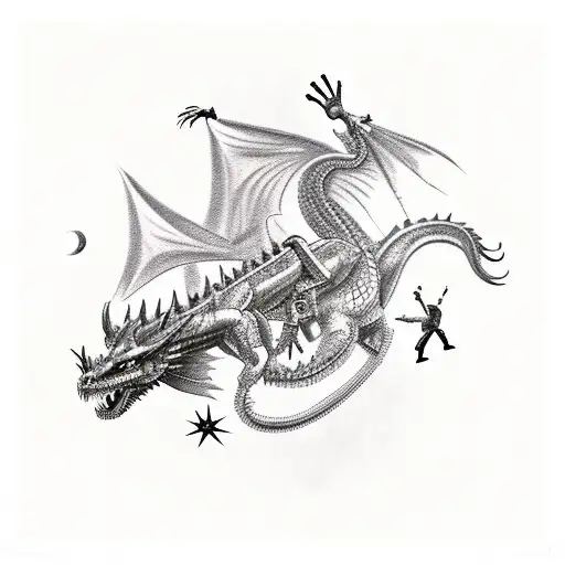 A Western Cowboy Riding A Mechanical Dragon In Outer Space