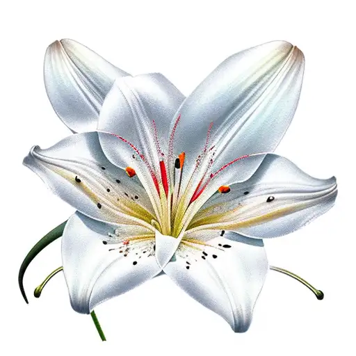 Realistic White Lily Surrounded By Abstract Brushstrokes