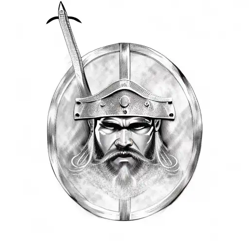 Viking Warrior Face With Helmet And Long Beard