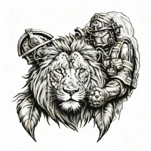 Lion And Firefighter