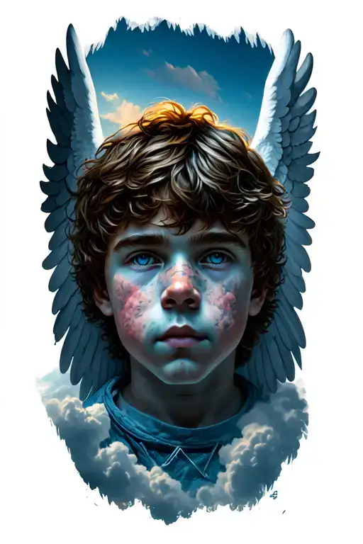 Boys Face Angel Wings Clouds Mount Everest