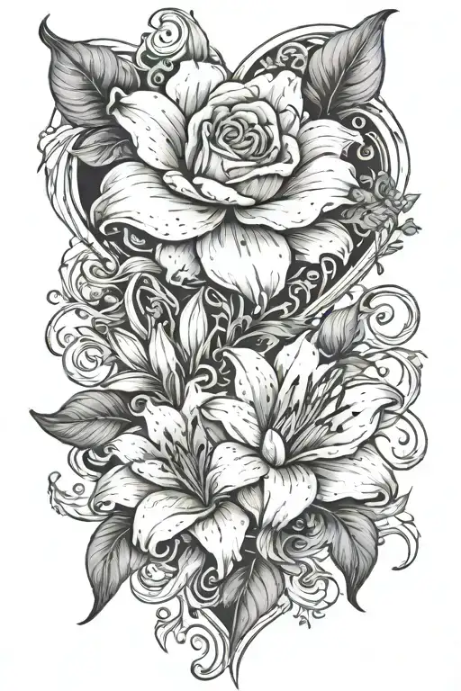 Lily And Rose With Heart In Middle