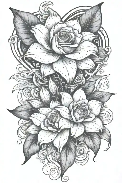 Lily And Rose With Heart And Name In Middle