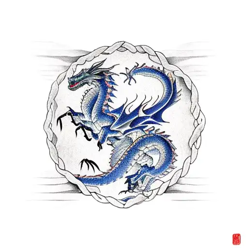 A Mystical Dragon Intertwined With A Traditional Japanese War Flag