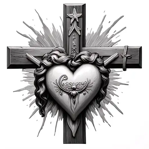 Jesus Christ Heart And The Cross