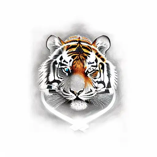 A Realistic Tattoo Of A Tiger Wearing A Hogwarts Robe And Holding A Lightsaber