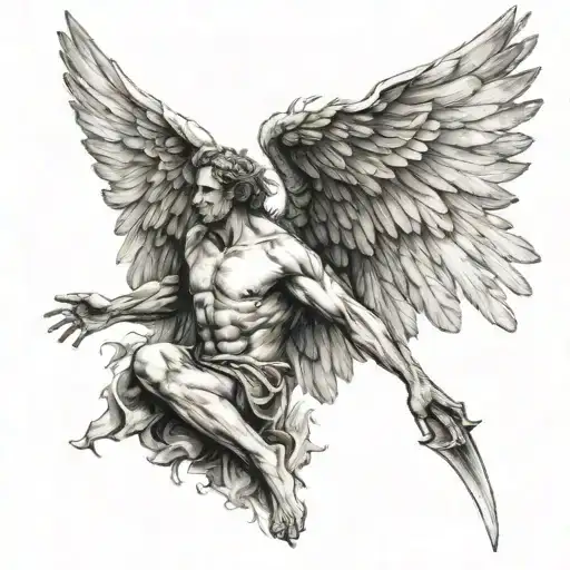 Icarus And Falling Angel Wings