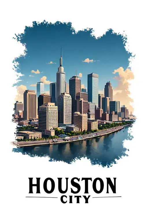 Houston City Skyline In The Background