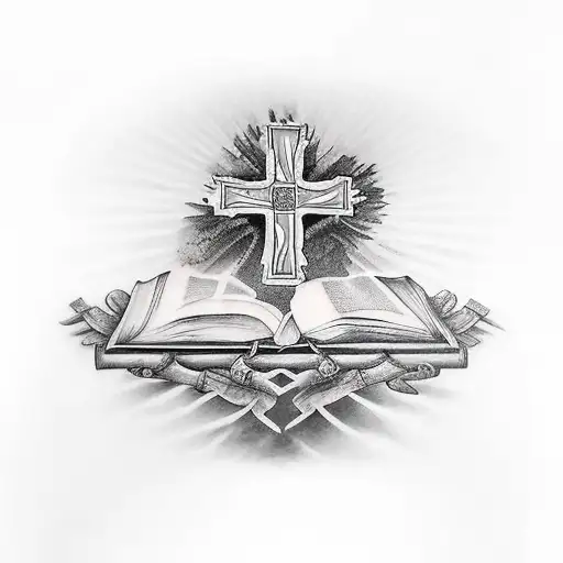 A Cross With A Bible Scriptures Long