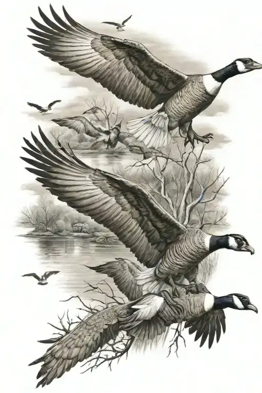 Geese Hunting Scene