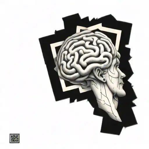 A Human Head Resting On A Pillow With The Brain Depicted As An Abstract Geometric Maze