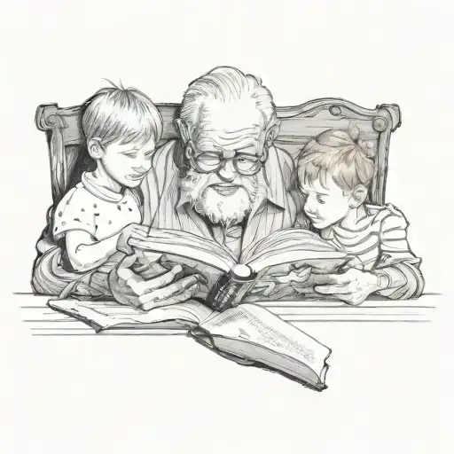 An Old Man Reading A Book To His Grandkids