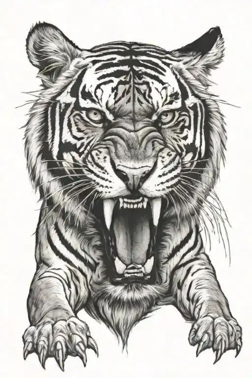 Angry Tiger With Bone Head