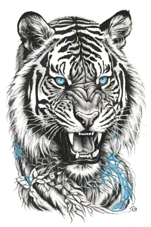Angry Tiger With Blue Eyes