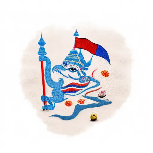 Thai Beach With Nepal Flags