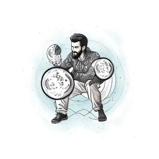 Guy Holding Moon By Rope