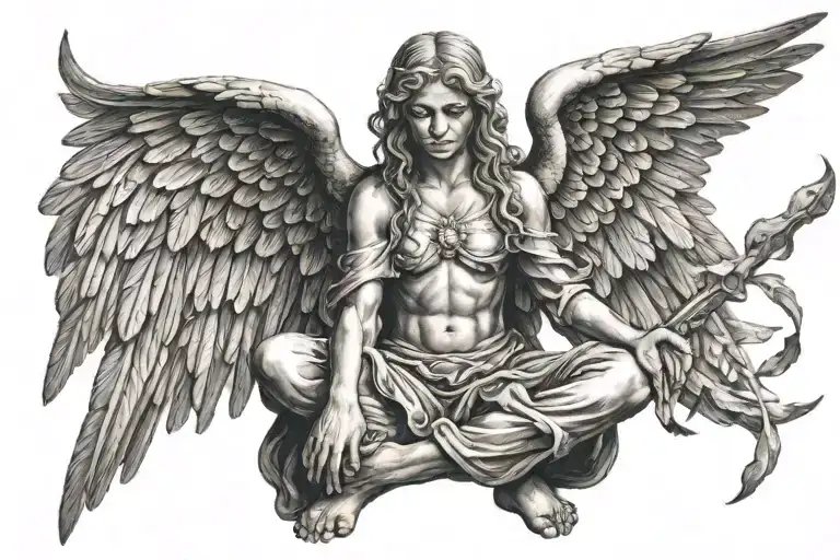 Kneeling Angel With Wings