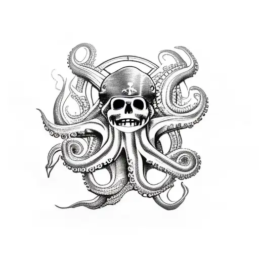 Pirate Ship With Octopus Under