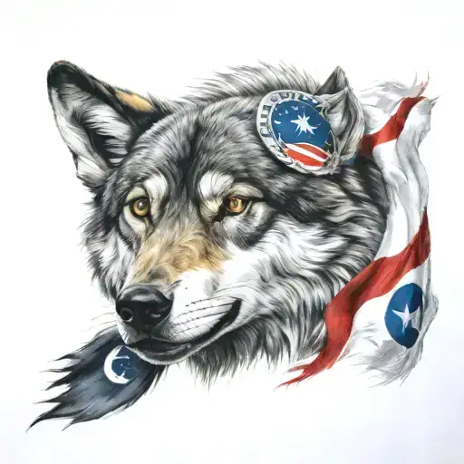 Wolf Head And Turkish Flag