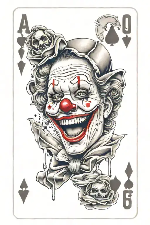 Clown Girl Holding Playing Card Featuring A Laughing And Crying Mask