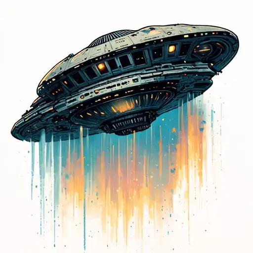 Alien Ship Ufo Abduction Scene With Intricate