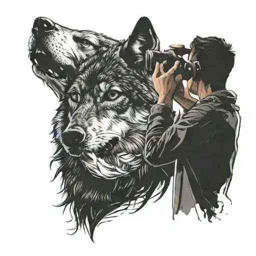 A Silhouette Of A Student Taking A Photo Of A Wolf