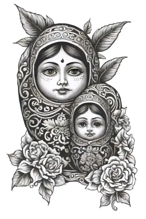 Lebanese Matryoshka Mother And Child Holding Hands